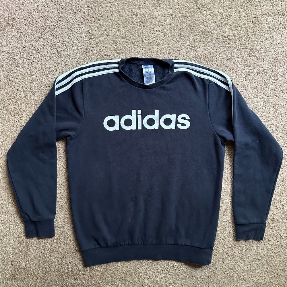 Adidas Sweater Mens Medium Crewneck Pullover Long Sleeve Black